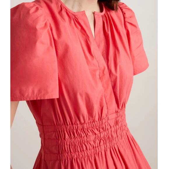 Quince Organic Cotton Poplin Tiered Maxi Dress Coral Sz L NWT #9 - Picture 2 of 7